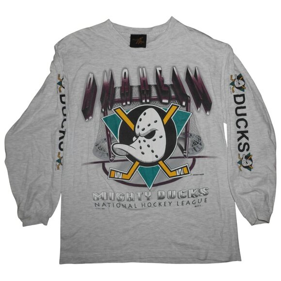 Vintage 1993 Anaheim Mighty Ducks Pure Magic Long Sleeve T-Shirt Medium - Picture 1 of 9
